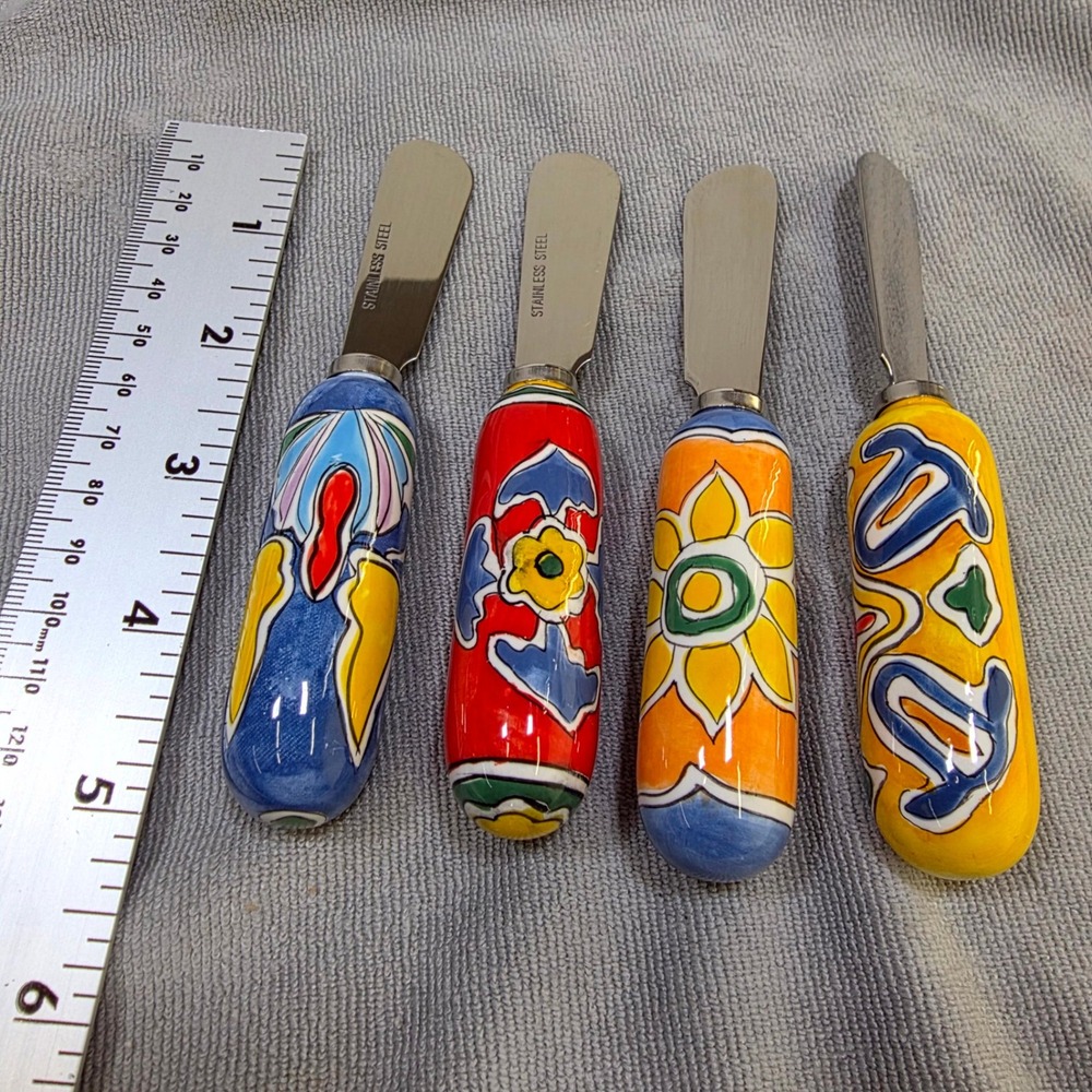 Bella Casa by Ganz Cheese Spreader Set 5in Multicolor Ceramic Hand-Painted - Picture 4 of 9